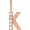 14 Karat Rose Gold Cultured White Pearl Initial K Charm