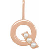 14 Karat Rose Gold Cultured White Pearl Initial Q Charm