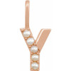 14 Karat Rose Gold Cultured White Pearl Initial Y Charm