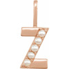 14 Karat Rose Gold Cultured White Pearl Initial Z Charm