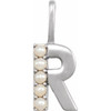 14 Karat White Gold Cultured White Pearl Initial R Charm