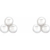 14 Karat White Gold Cultured Freshwater Pearl Cluster Earrings