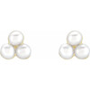 14 Karat Yellow Gold Cultured Freshwater Pearl Cluster Earrings