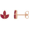 14 Karat Rose Gold Natural Ruby Cluster Earrings