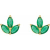 14 Karat Yellow Gold Natural Emerald Cluster Earrings