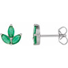 14 Karat White Gold Natural Emerald Cluster Earrings