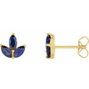 14 Karat Yellow Gold Natural Blue Sapphire Cluster Earrings