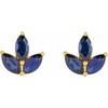 14 Karat Yellow Gold Natural Blue Sapphire Cluster Earrings