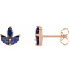 14 Karat Rose Gold Natural Blue Sapphire Cluster Earrings