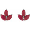 14 Karat White Gold Natural Ruby Cluster Earrings