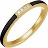Yellow Gold Ring 14 Karat .03 Carat Natural Diamond and Black Enamel Stackable Ring