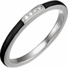 White Gold Ring 14 Karat .03 Carat Natural Diamond and Black Enamel Stackable Ring