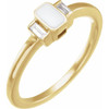 Yellow Gold Ring 14 Karat .08 Carat Natural Diamond and White Enamel Ring