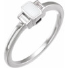 White Gold Ring 14 Karat .08 Carat Natural Diamond and White Enamel Ring