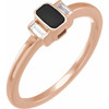 Rose Gold 14 Karat .08 Carat Natural Diamond and Black Enamel Ring