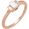Rose Gold 14 Karat .08 Carat Natural Diamond and White Enamel Ring