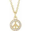 14 Karat Yellow Gold .08 Carat Natural Diamond Peace 16 inch Necklace