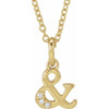 14 Karat Yellow Gold .01 Carat Natural Diamond Ampersand 16 inch Necklace