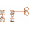 14 Karat Rose Gold 0.50 Carat Lab Grown Diamond  Two Stone Earrings