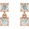 14 Karat Rose Gold 0.50 Carat Lab Grown Diamond  Two Stone Earrings