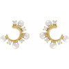 14 Karat Yellow Gold Cultured White Freshwater Pearl and 0.33 Carat Natural Diamond Hoop Earrings