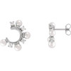 14 Karat White Gold Cultured White Freshwater Pearl and 0.33 Carat Natural Diamond Hoop Earrings