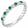 14 Karat White Gold Emerald Stackable Ring    .