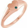 Rose Gold 14 Karat Natural Genuine Real Alexandrite Heart Signet Ring