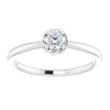 Platinum Natural White Sapphire Solitaire Rope Ring