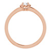 Rose Gold 14 Karat Natural White Sapphire Solitaire Rope Ring