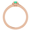 Rose Gold 14 Karat Natural Emerald Solitaire Rope Ring