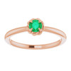 Rose Gold 14 Karat Natural Emerald Solitaire Rope Ring