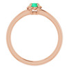 Rose Gold 14 Karat Lab Grown Emerald Solitaire Rope Ring