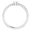 Platinum 4 mm Round Cut Natural White Sapphire Solitaire Rope Ring