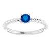 Platinum 4 mm Round Cut Natural Blue Sapphire Solitaire Rope Ring