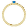 Yellow Gold Ring 14 Karat 4 mm Round Cut Natural Blue Sapphire Solitaire Rope Ring