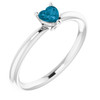 White Gold Ring 14 Karat Natural London Blue Topaz Heart Solitaire Ring