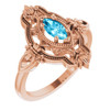 Rose Gold 14 Karat Natural Aquamarine Vintage Inspired Ring