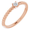 Rose Gold 14 Karat 0.10 Carat Natural Diamond Solitaire Rope Ring