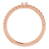 Rose Gold 14 Karat 0.10 Carat Natural Diamond Solitaire Rope Ring