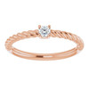 Rose Gold 14 Karat 0.10 Carat Natural Diamond Solitaire Rope Ring
