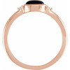 Rose Gold 14 Karat Natural Black Onyx and .03 Carat Natural Diamond Ring