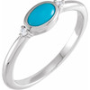 Platinum Natural Turquoise and .03 Carat Natural Diamond Ring