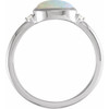 Sterling Silver Natural White Ethiopian Fire Opal and .03 Carat Natural Diamond Ring.
