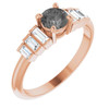 Rose Gold 14 Karat Natural Gray Spinel and 0.33 Carat Natural Diamond Ring