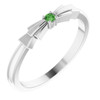 White Gold Ring 14 Karat Natural Green Tourmaline Stackable Ring