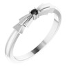 White Gold Ring 14 Karat Natural Black Onyx Stackable Ring