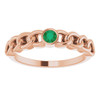 Rose Gold 14 Karat Natural Emerald Curb Chain Ring