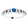 White Gold Ring 14 Karat Natural Blue Sapphire Curb Chain Ring