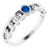 Platinum Natural Blue Sapphire Curb Chain Ring